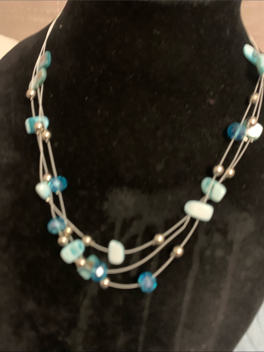 Multi-Strand Blue Bead Necklace - Women Jewelry